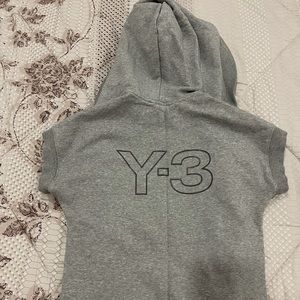 Yohji Yamamoto Y3 Adidas grey short sleeve hoodie